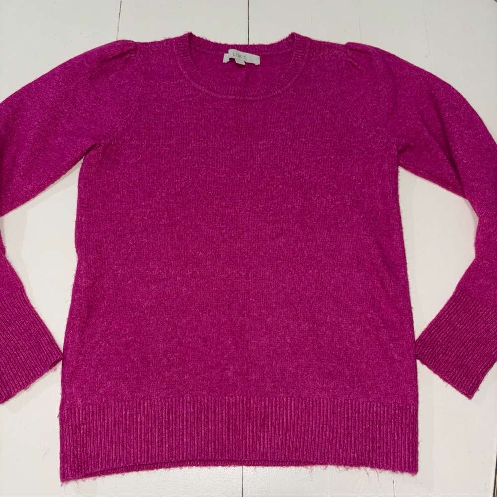 LOFT Fuchsia Crew Neck Sweater